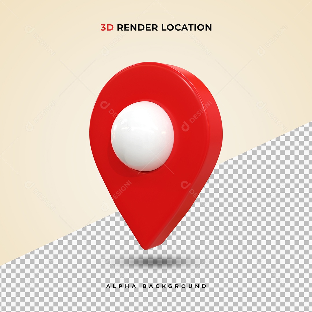 Pin realista de Localização vermelho Ilustração 3D PSD