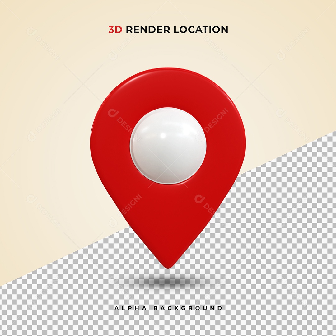 Pin realista de Localização vermelho Ilustração 3D PSD