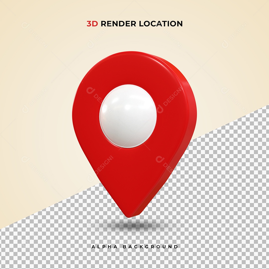 Pin realista de Localização vermelho Ilustração 3D PSD