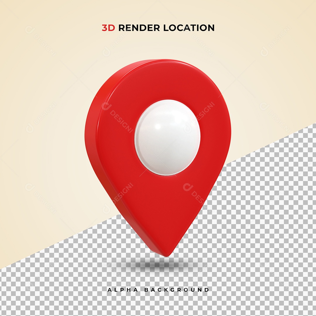 Pin realista de Localização vermelho Ilustração 3D PSD