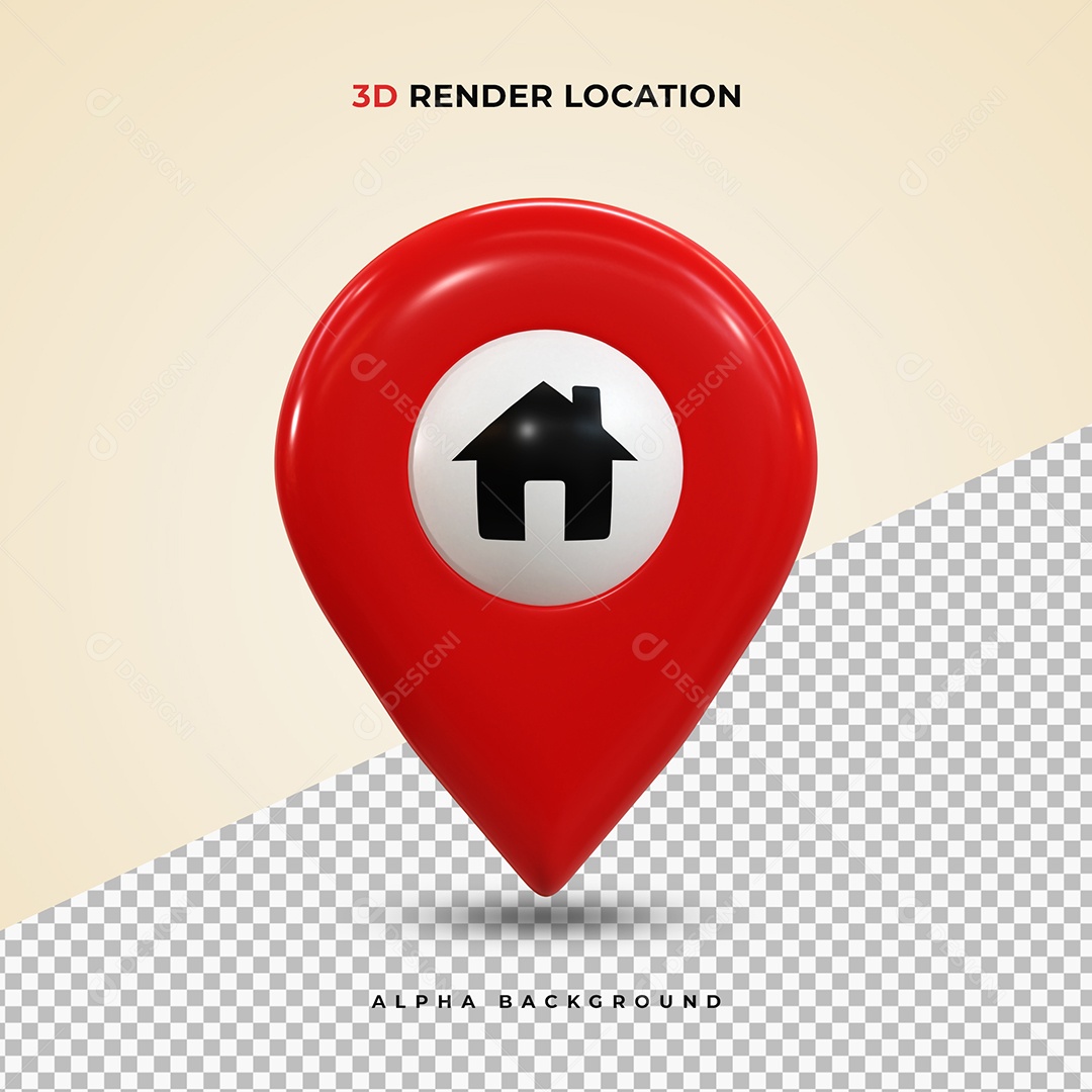 Pin realista de Localização vermelho Ilustração 3D PSD