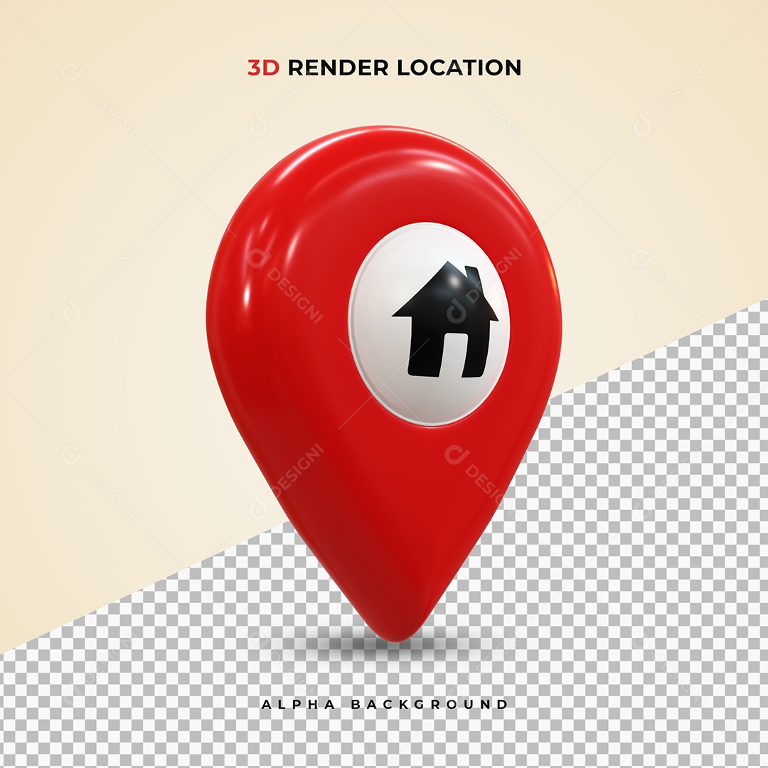 Pin realista de Localização vermelho Ilustração 3D PSD