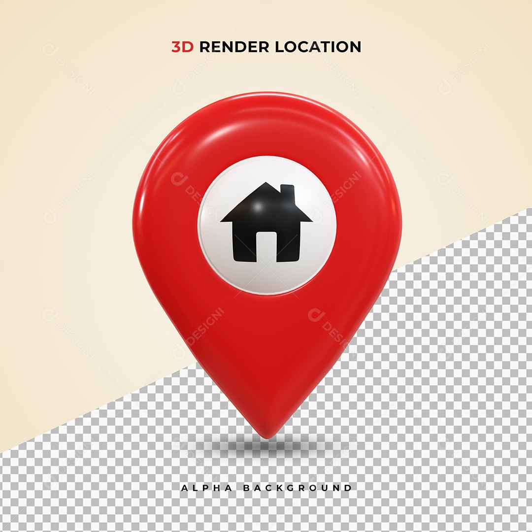 Pin realista de Localização vermelho Ilustração 3D PSD