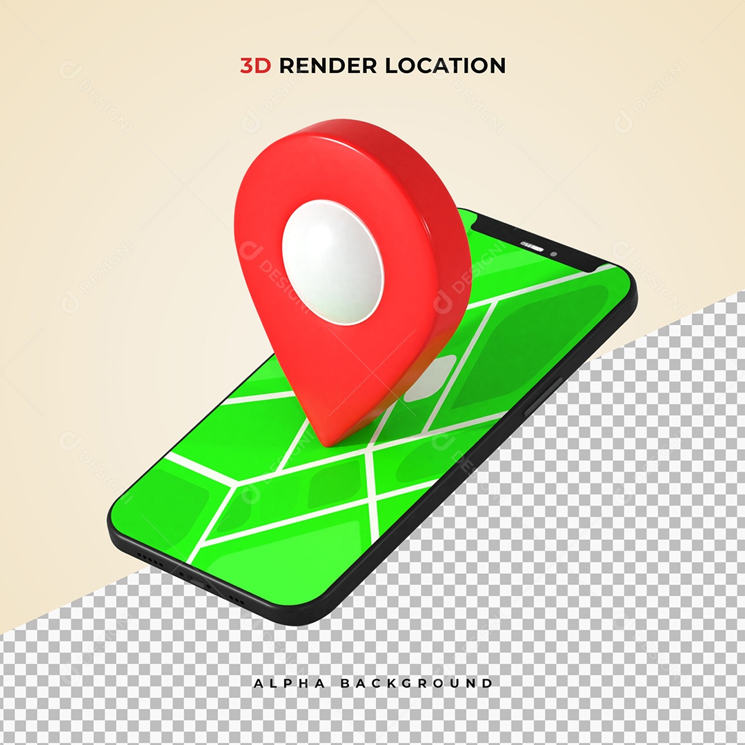 Mapa realista com Pin de Localização vermelho 3D Elemento PSD