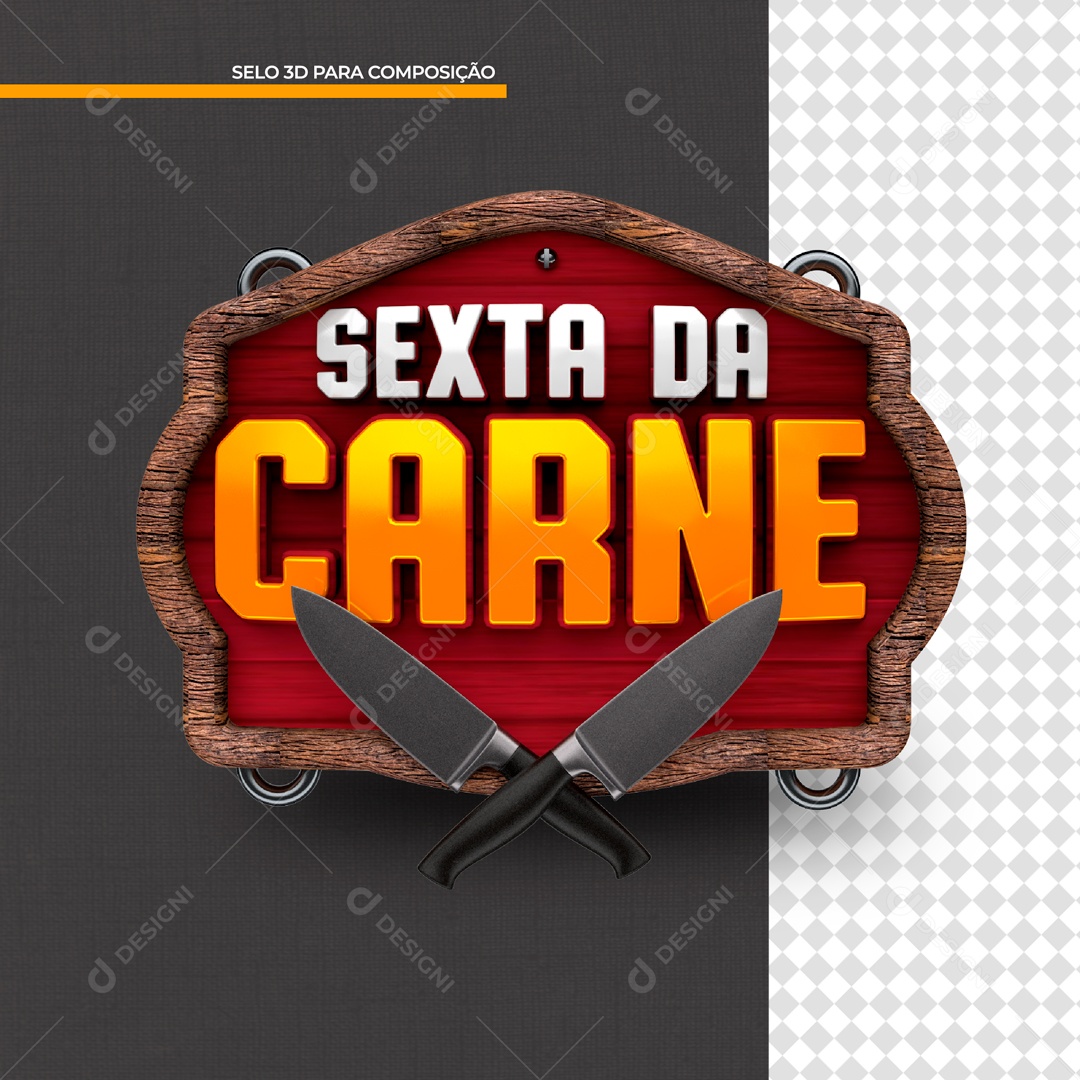 Selo 3D Para Composição Sexta Da Carne PSD