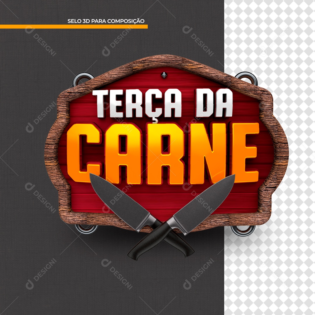 Selo 3D Para Composição Terça Da Carne PSD