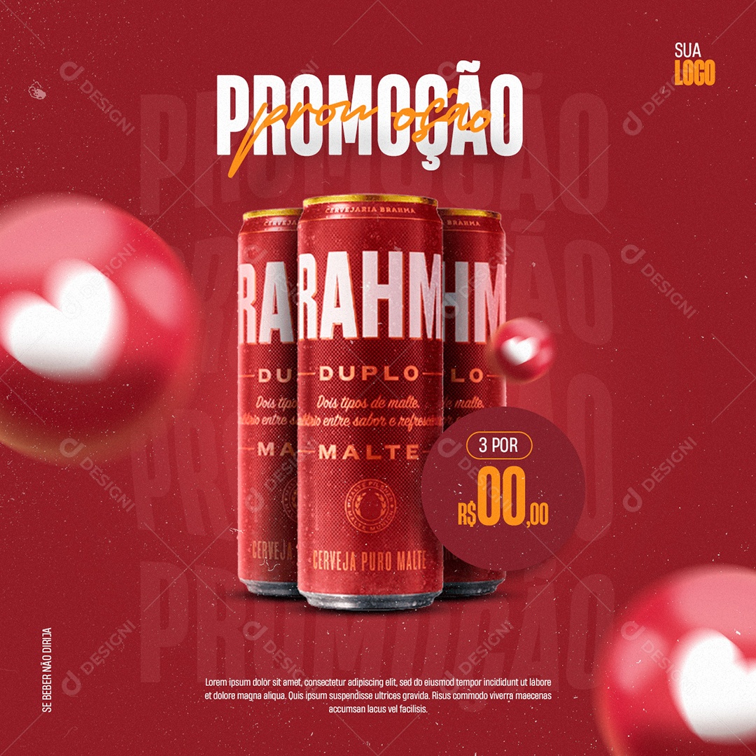 Promoção Brahma Duplo Malte Cervejaria Social Media PSD Editável