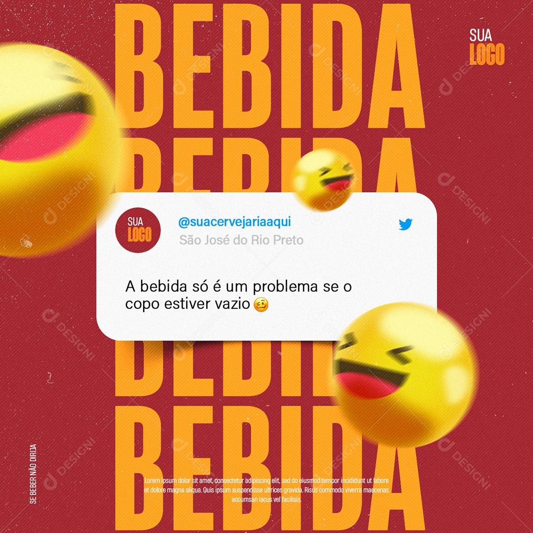 A bebida só é um problema se o copo estiver vazio Cervejaria Social Media PSD Editável