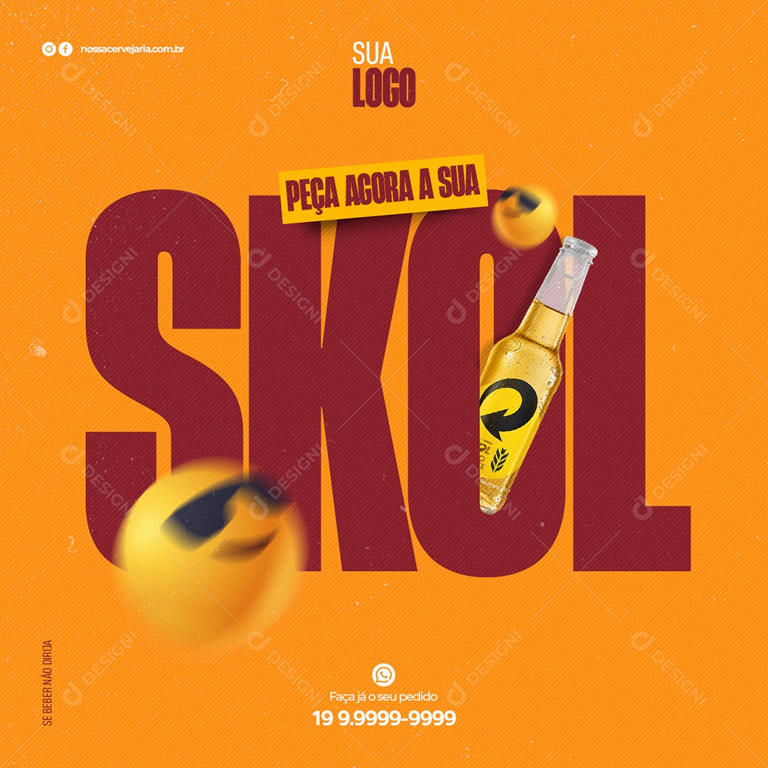 Peça agora a sua Skol Cervejaria Social Media PSD Editável