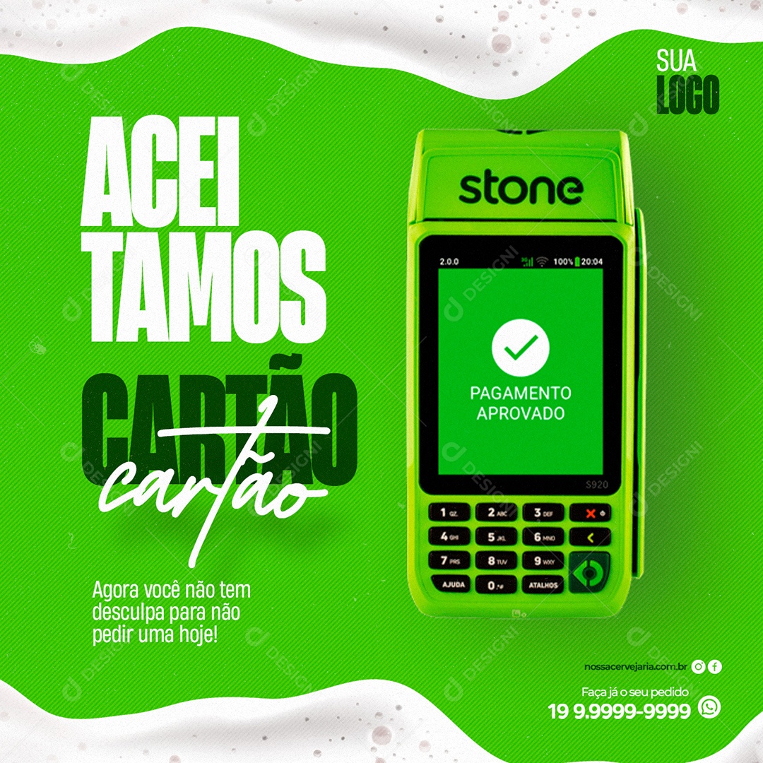 Aceitamos cartão agora você não tem desculpa Cervejaria Social Media PSD Editável