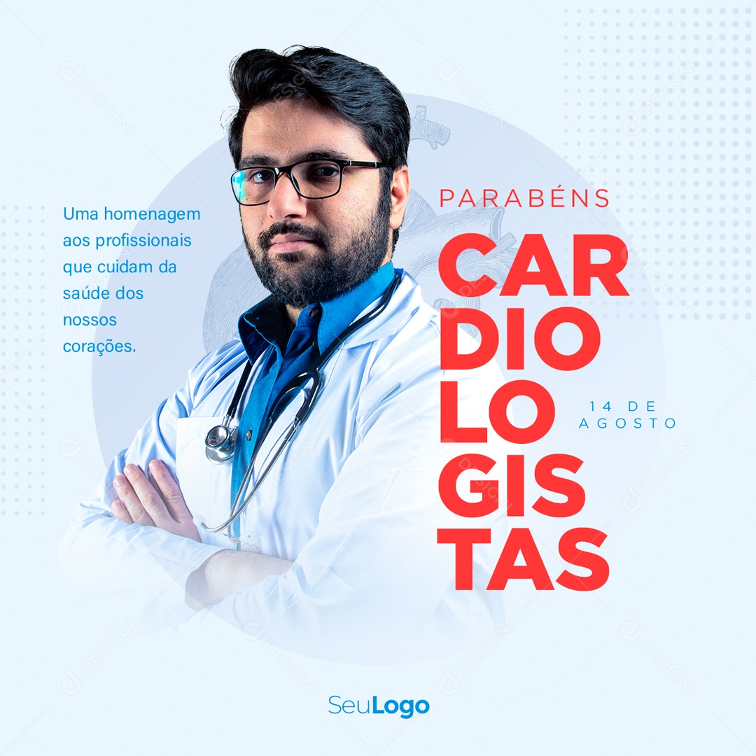 Dia Do Cardiologista 14 De Agosto Social Media PSD Editável