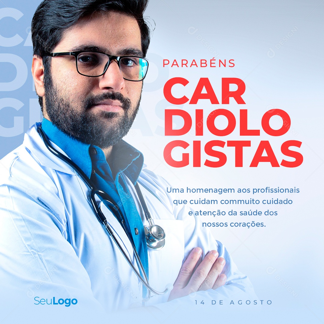 Dia Do Cardiologista 14 De Agosto Social Media PSD Editável