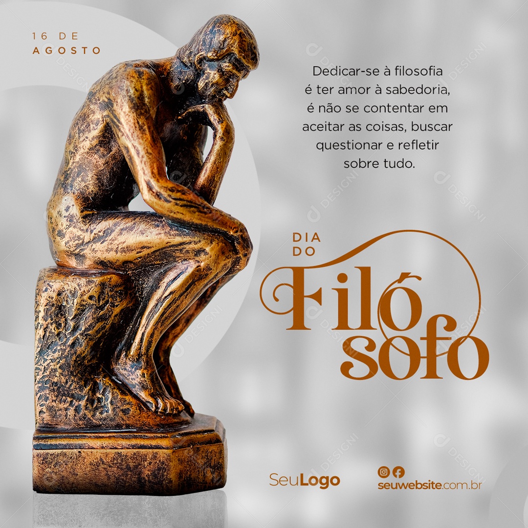 Dia Do Filósofo 14 De Agosto Social Media PSD Editável