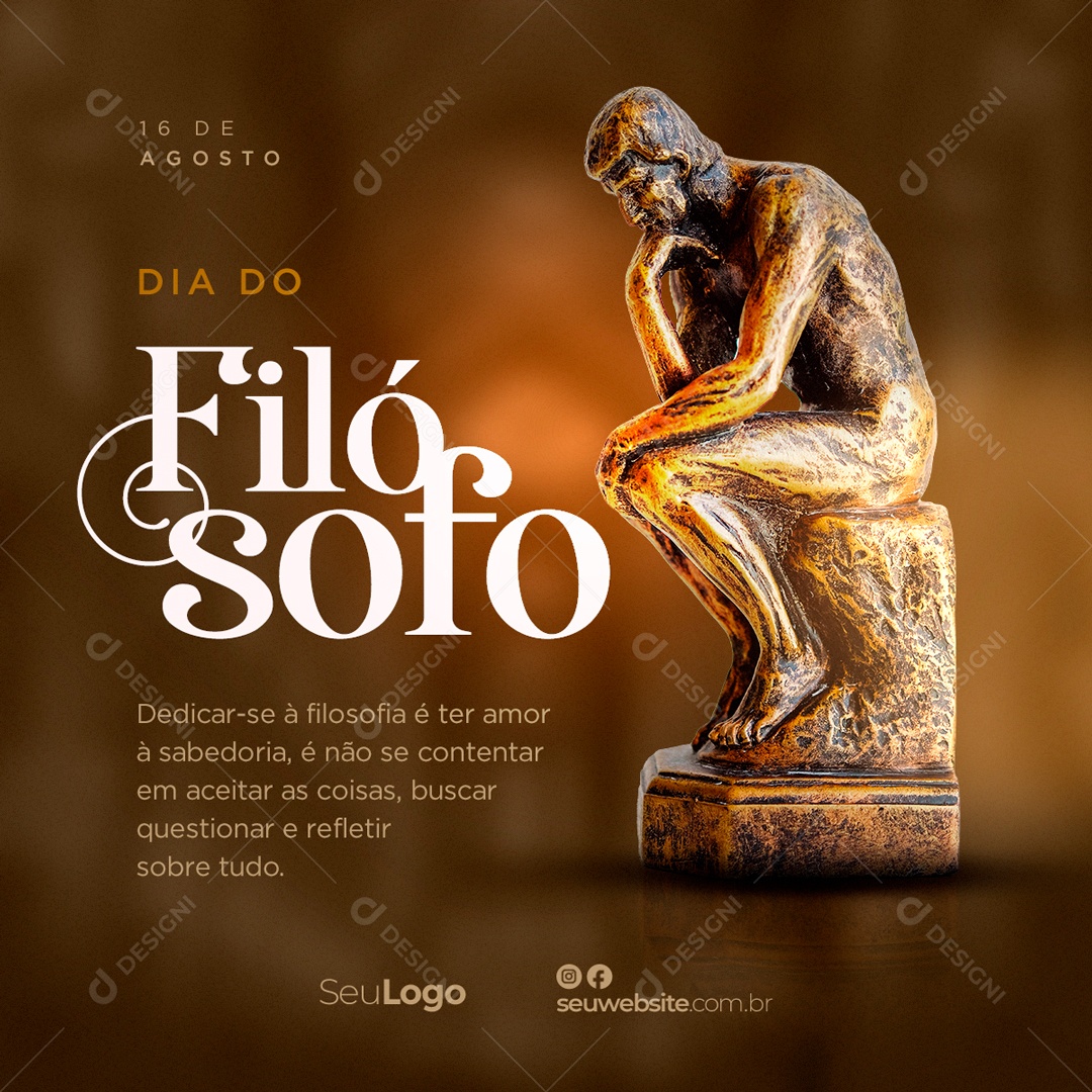 Dia Do Filósofo 14 De Agosto Social Media PSD Editável