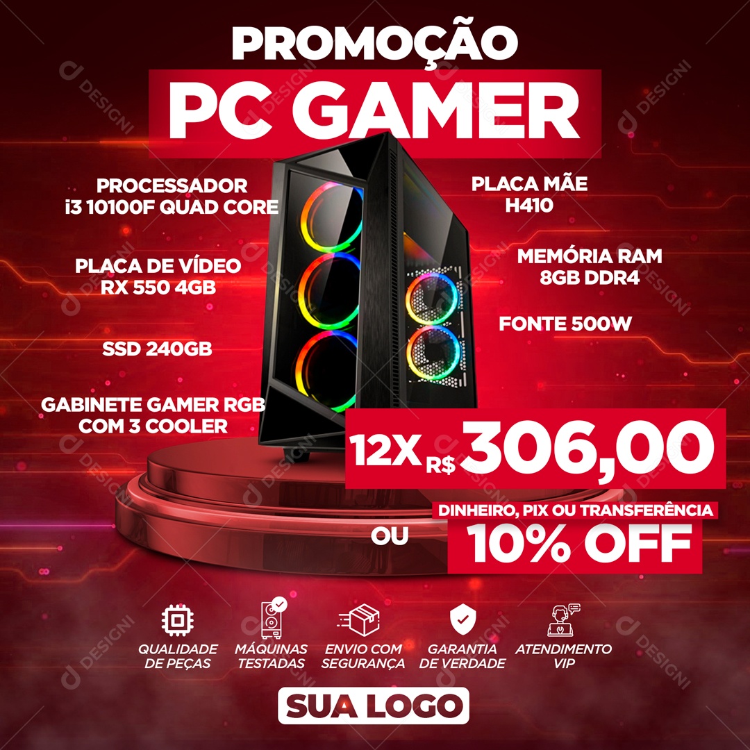 Promoção Pc Gamer Conheça Nossos Produtos Social Media PSD Editável