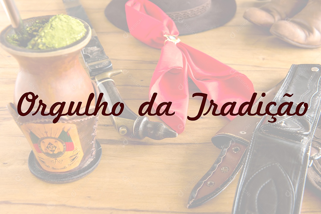 tradição gaúcha, erva mate, cachecol, bota e chapéu, farroupilha