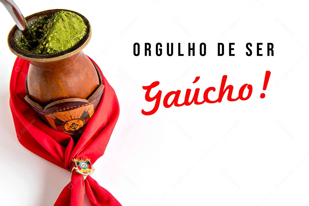 Tradicional chá de lenço vermelho e erva-mate, chimarrão gaúcho da