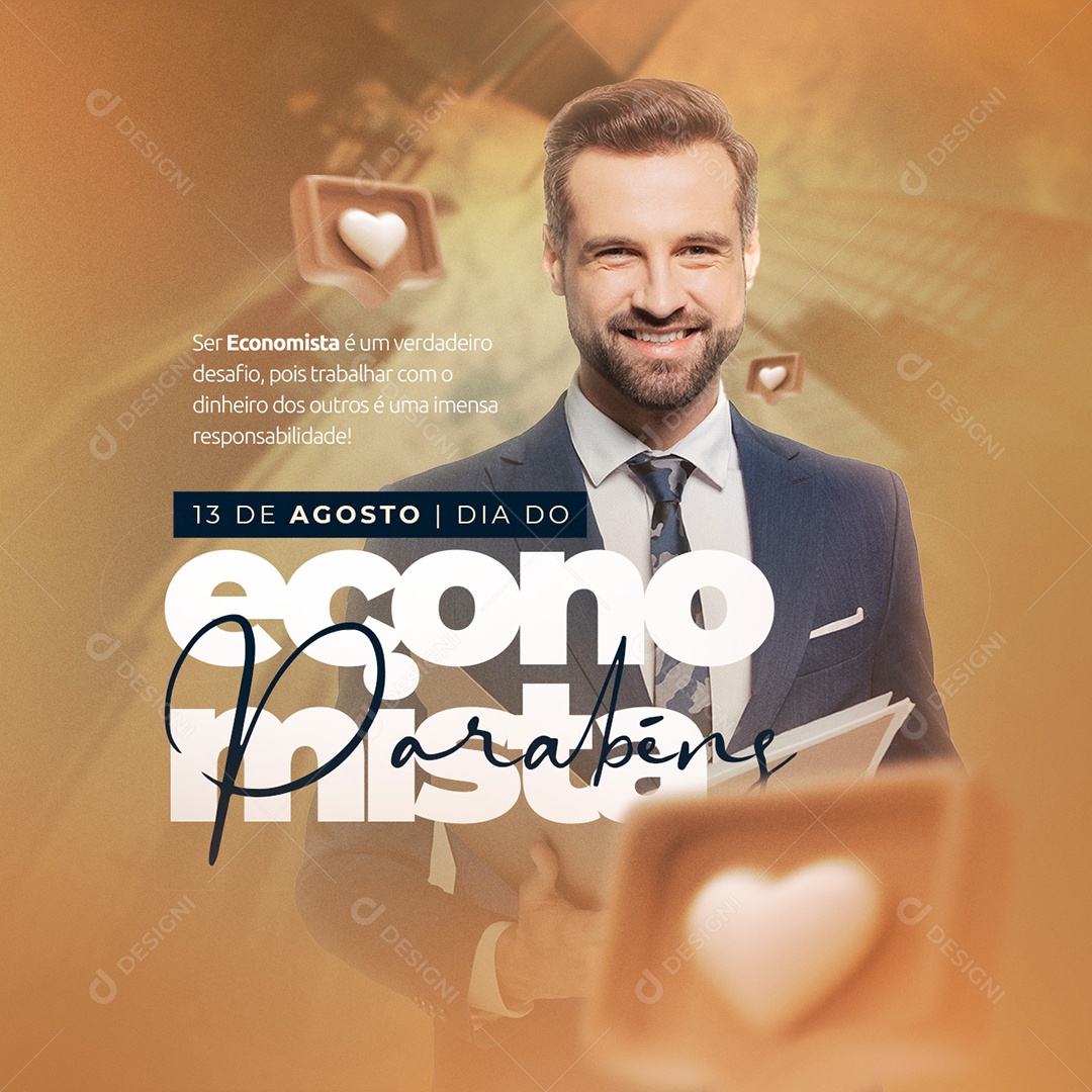 Ser Economista é um verdadeiro desafio Dia do Economista Social Media PSD Editável
