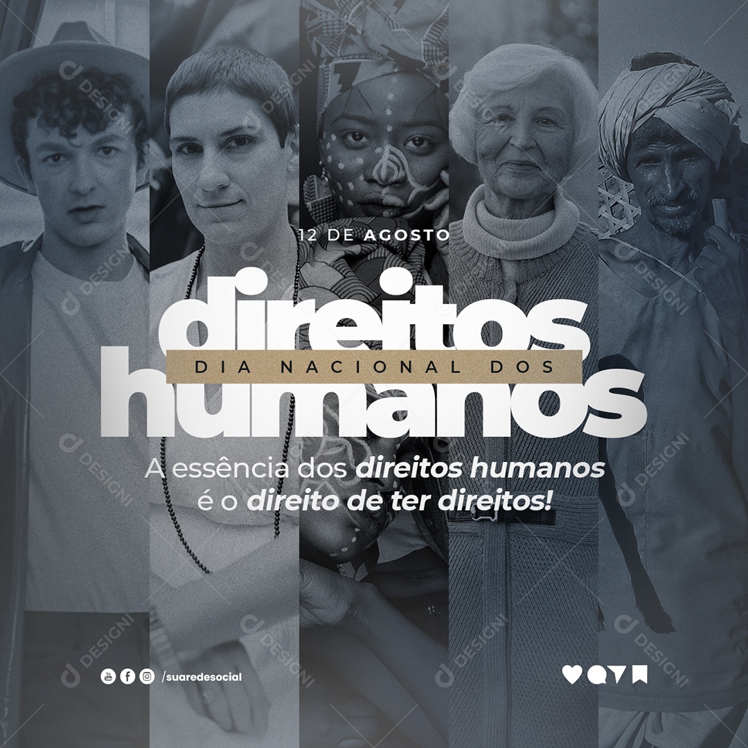 A essência Dia Nacional dos Direitos Humanos 12 de agosto Social Media PSD Editável