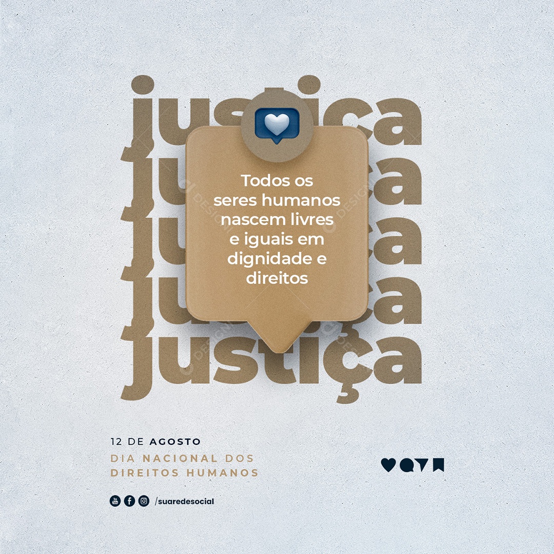 Todos os seres humanos nascem livres Dia dos Direitos Humanos Social Media PSD Editável