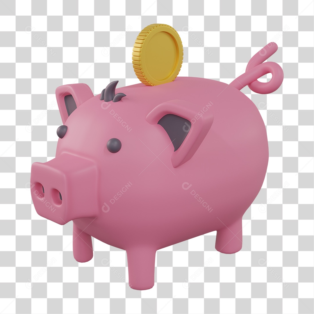 Cofre de Porquinho Rosa PNG Transparente