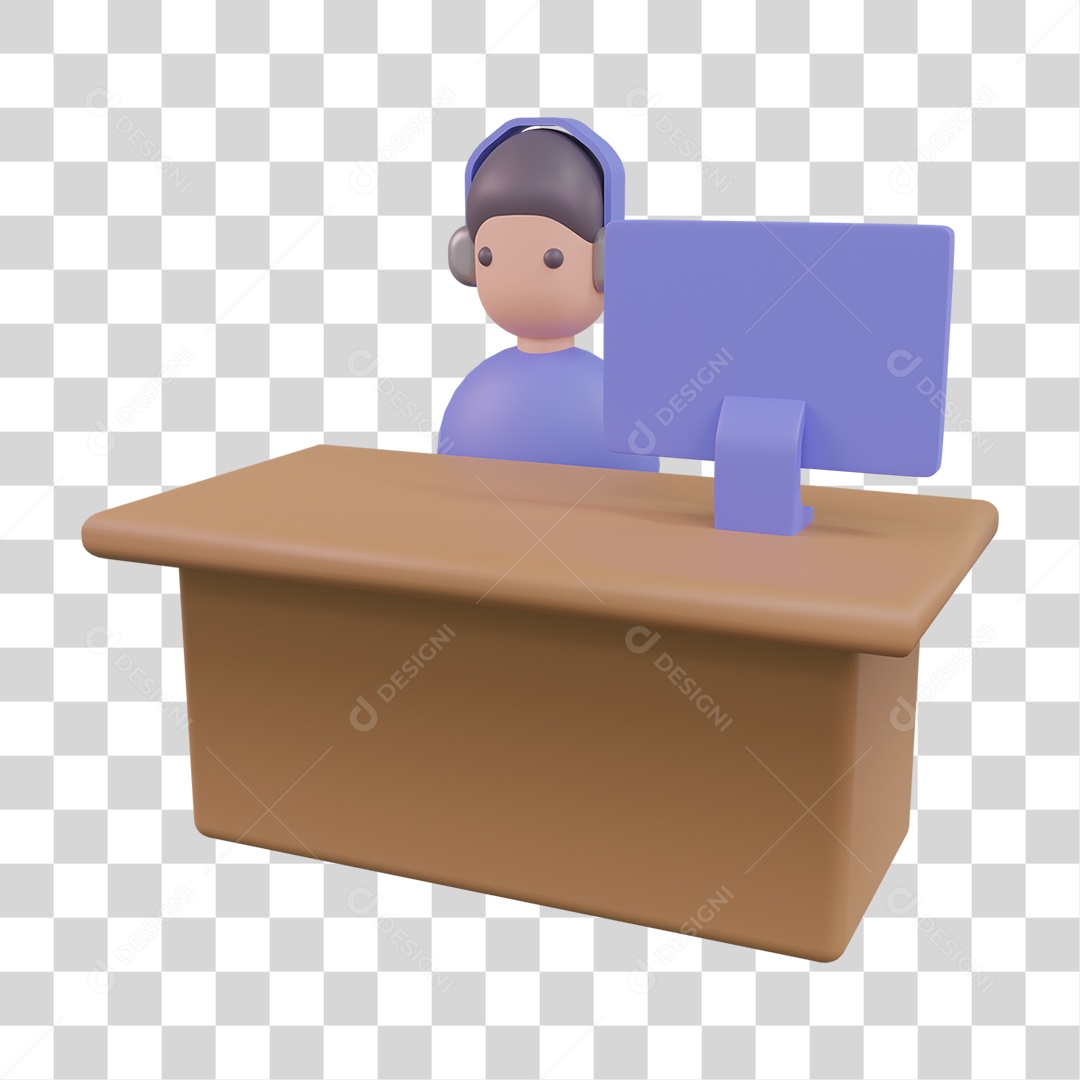 Mesa de Escritório com Secretaria PNG Transparente