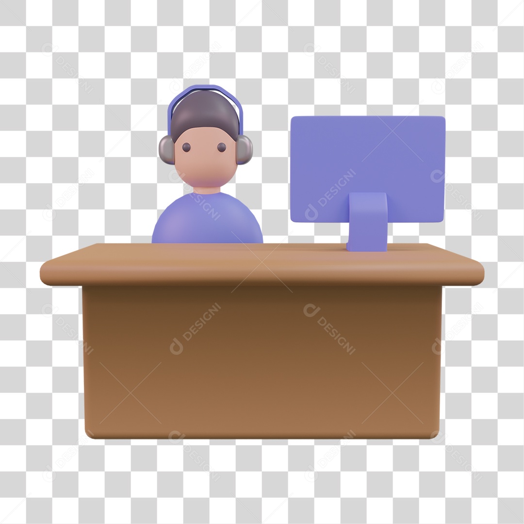 Mesa de Escritório com Secretaria PNG Transparente