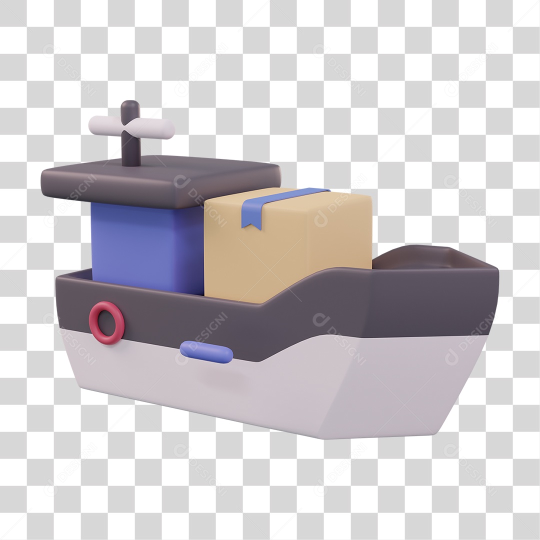 Barco com Caixa de Mercadorias Para Entrega PNG Transparente