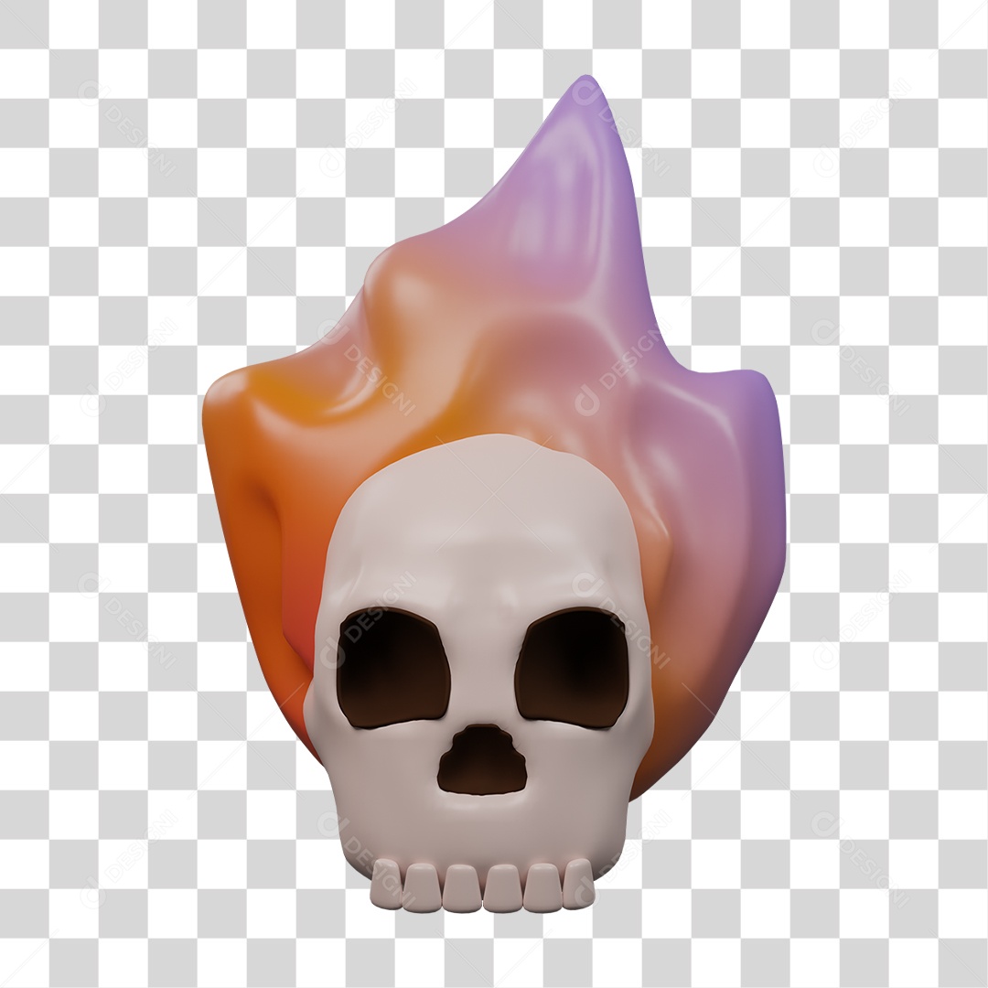 Crânio Caveira Fogo Metal PNG Transparente