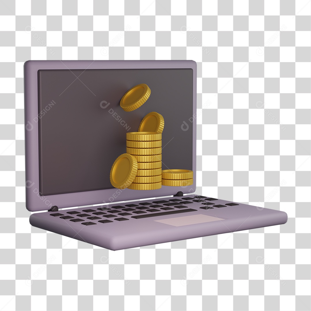 Investimentos Moedas Notebook PNG Transparente