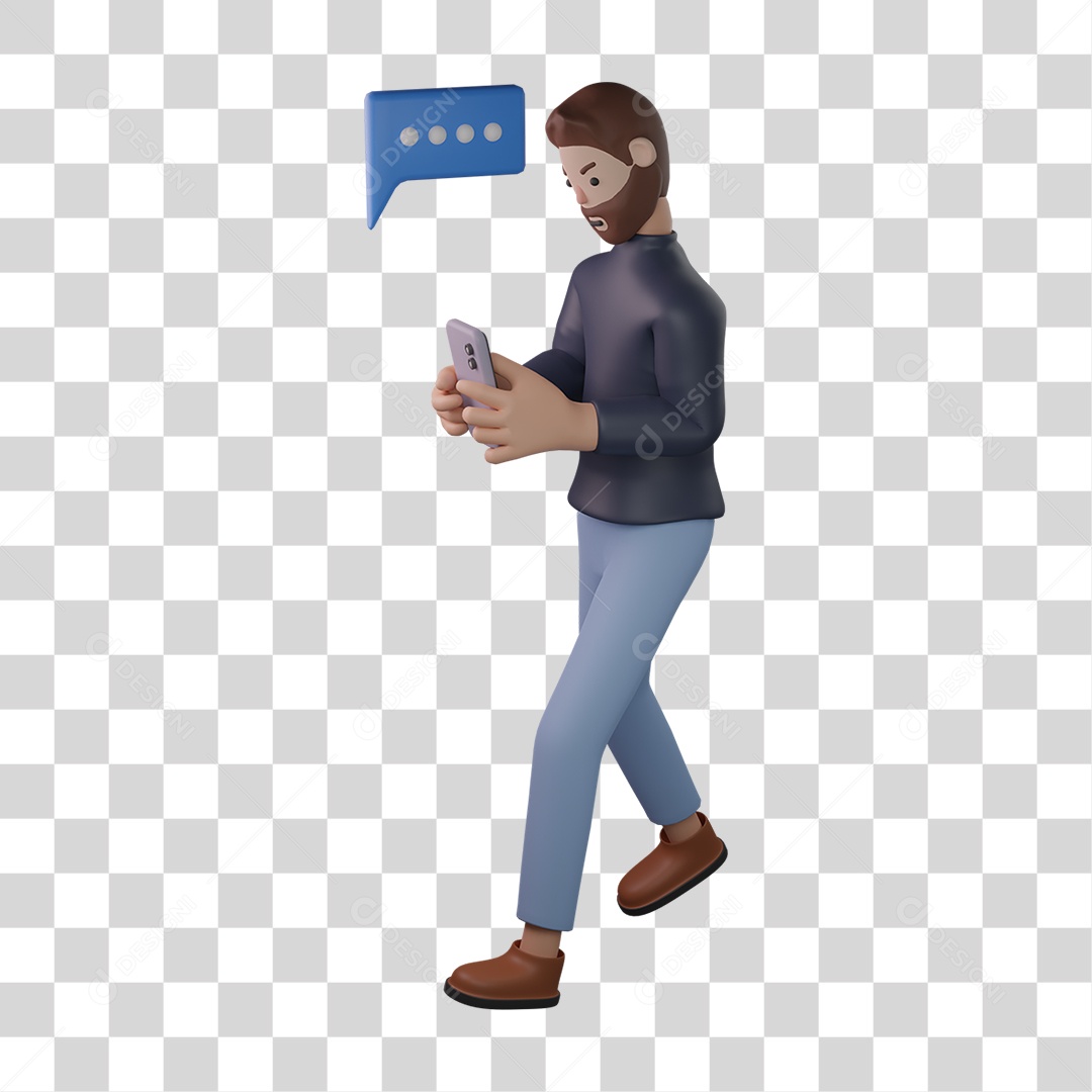 Homem Empresário de Casaco Preto Recebendo Mensagem no Celular PNG Transparente