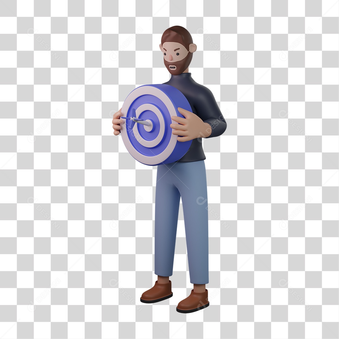 Homem Empresário de Casaco Preto com Alvo nas Mãos PNG Transparente