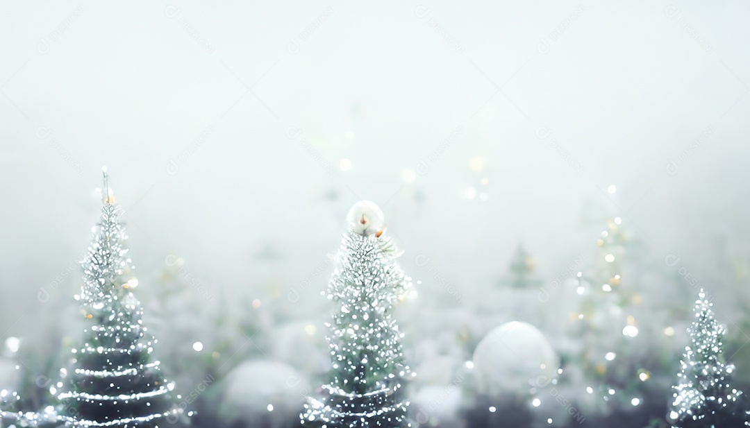 Papel de parede 3D Render Feliz Natal HD com noite de neve com abeto