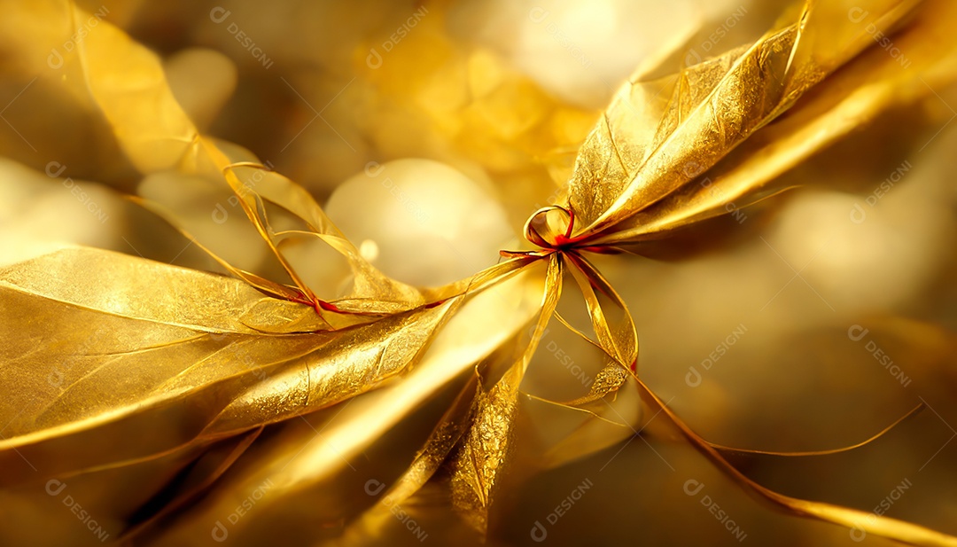 Renderização 3D Golden Feliz Natal HD papel de parede com desfocagem bokeh