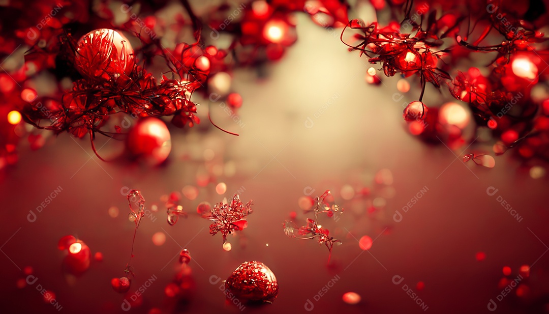 Papel de parede HD de renderização 3D Feliz Natal com fractal vermelho abstrato