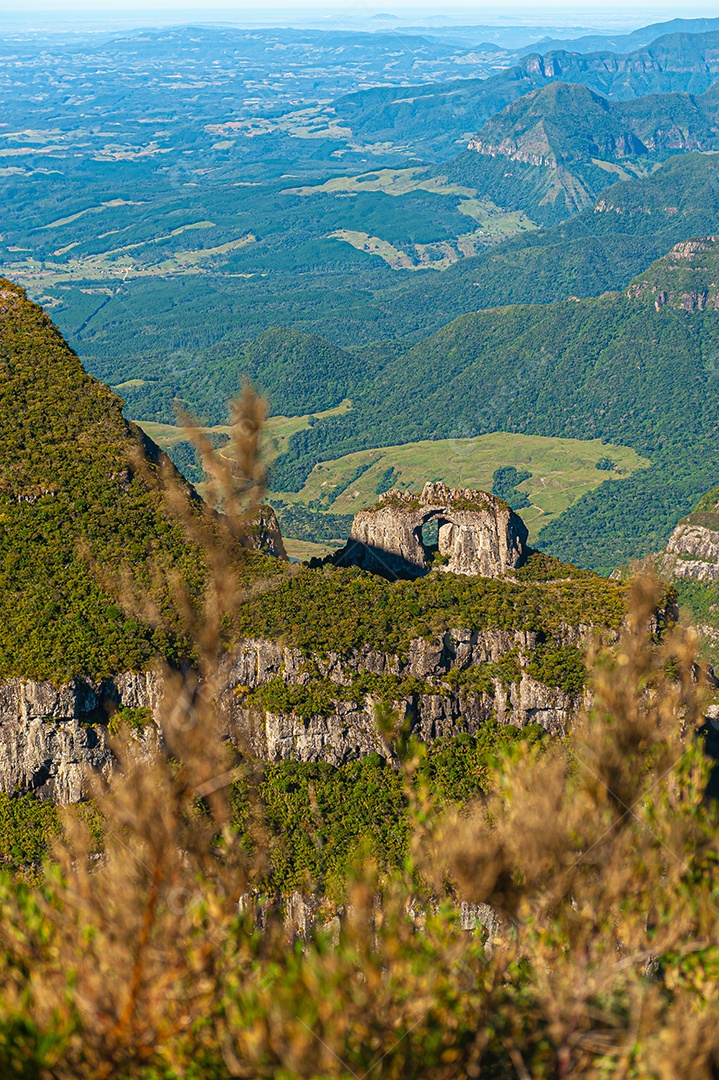 Paisagem floresta penhasco montanhas céu azul