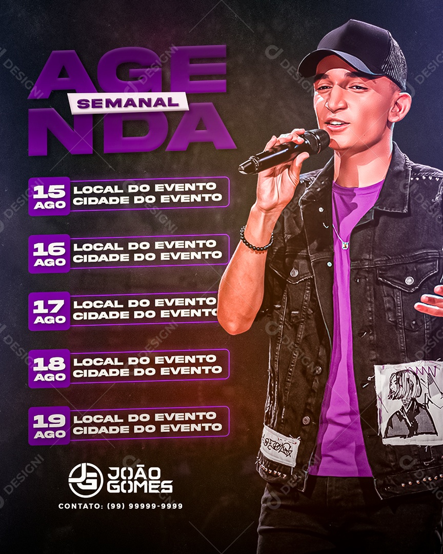 Agenda Semanal João Gomes Flyer Social Media PSD Editável