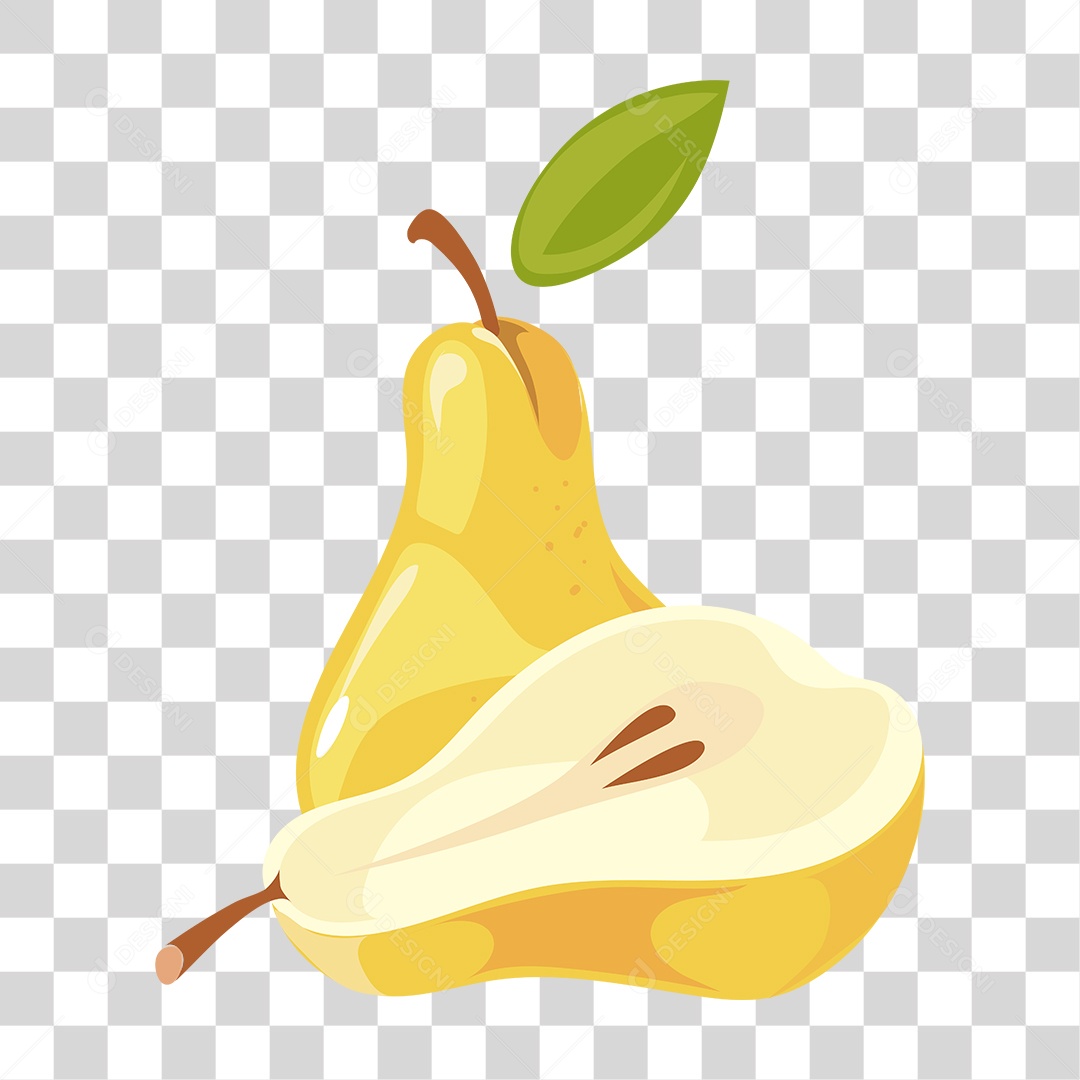 Fruta pera fatia cortada ao meio