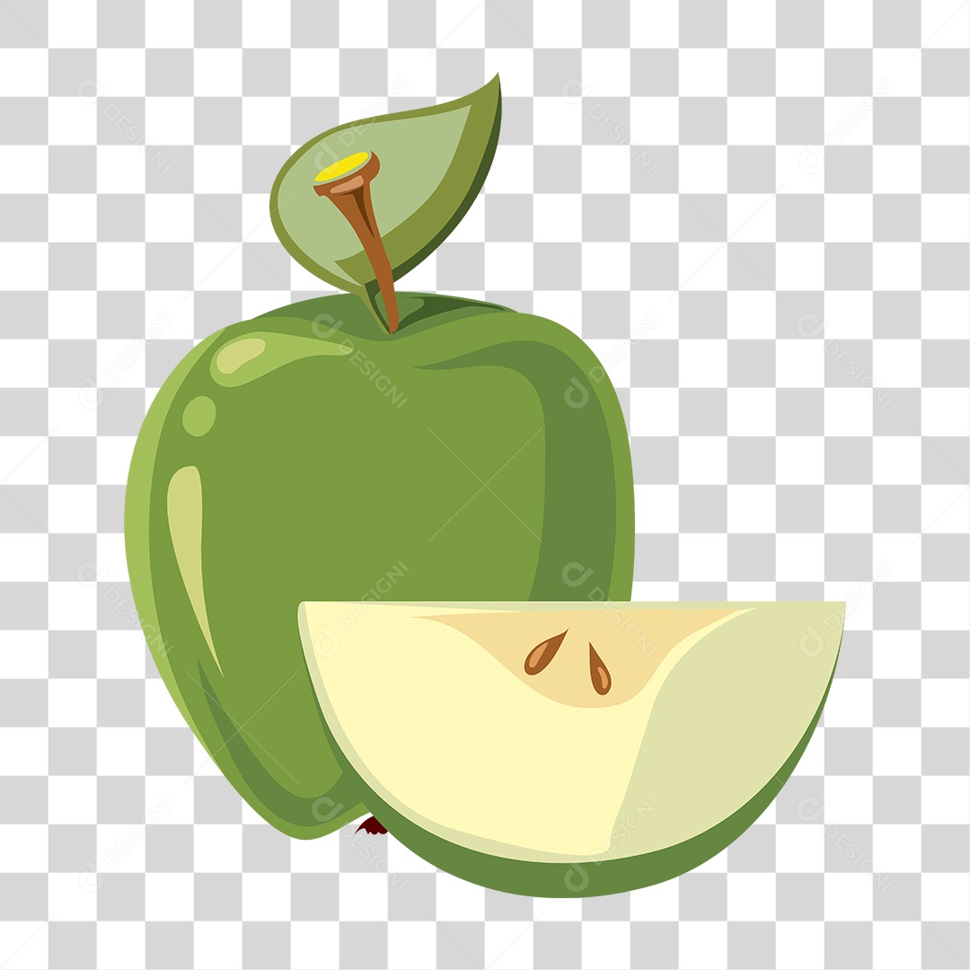 Desenho fruta maça verde