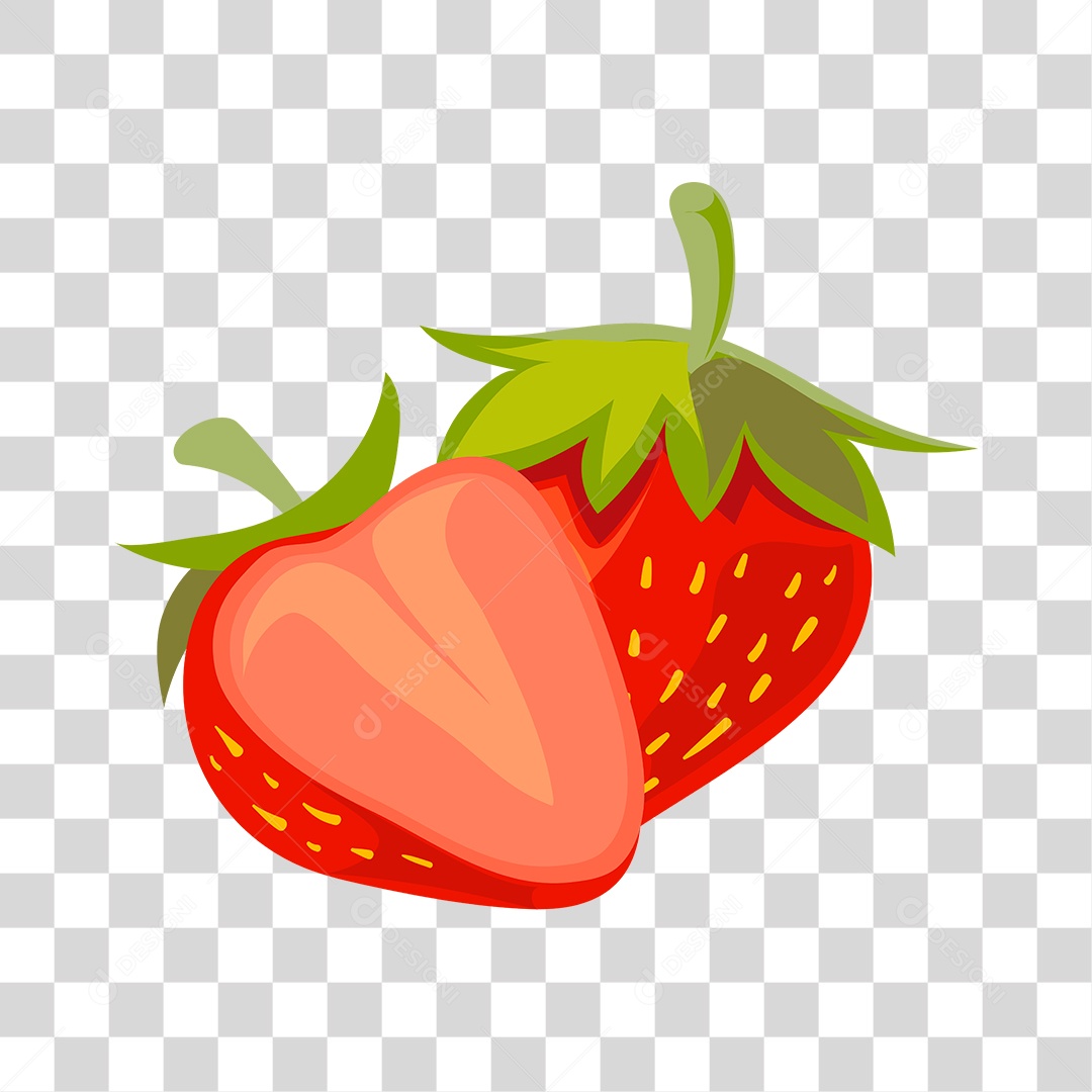 Desenho de fruta dois morango vermelho
