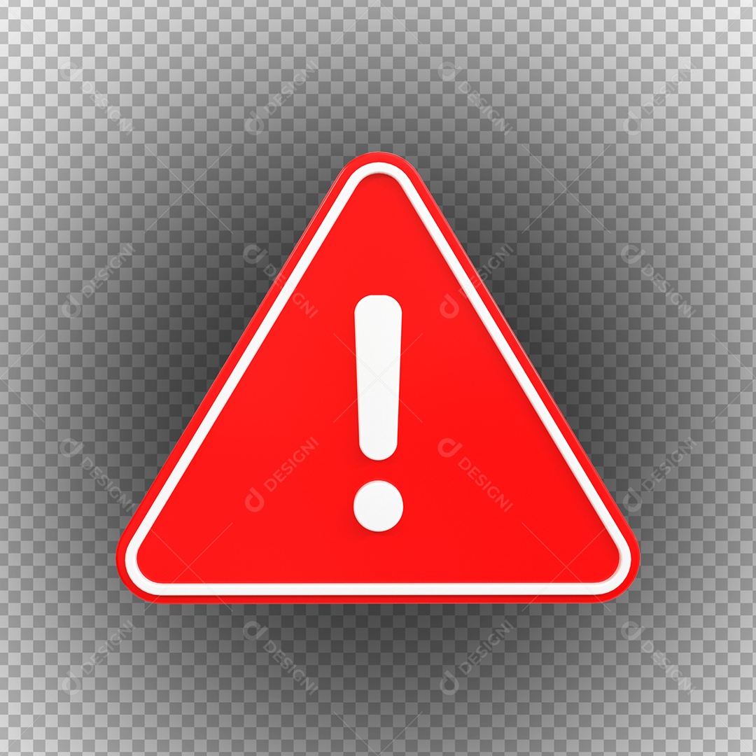Sinal de Alerta Vermelho Elemento 3D para Composição PSD