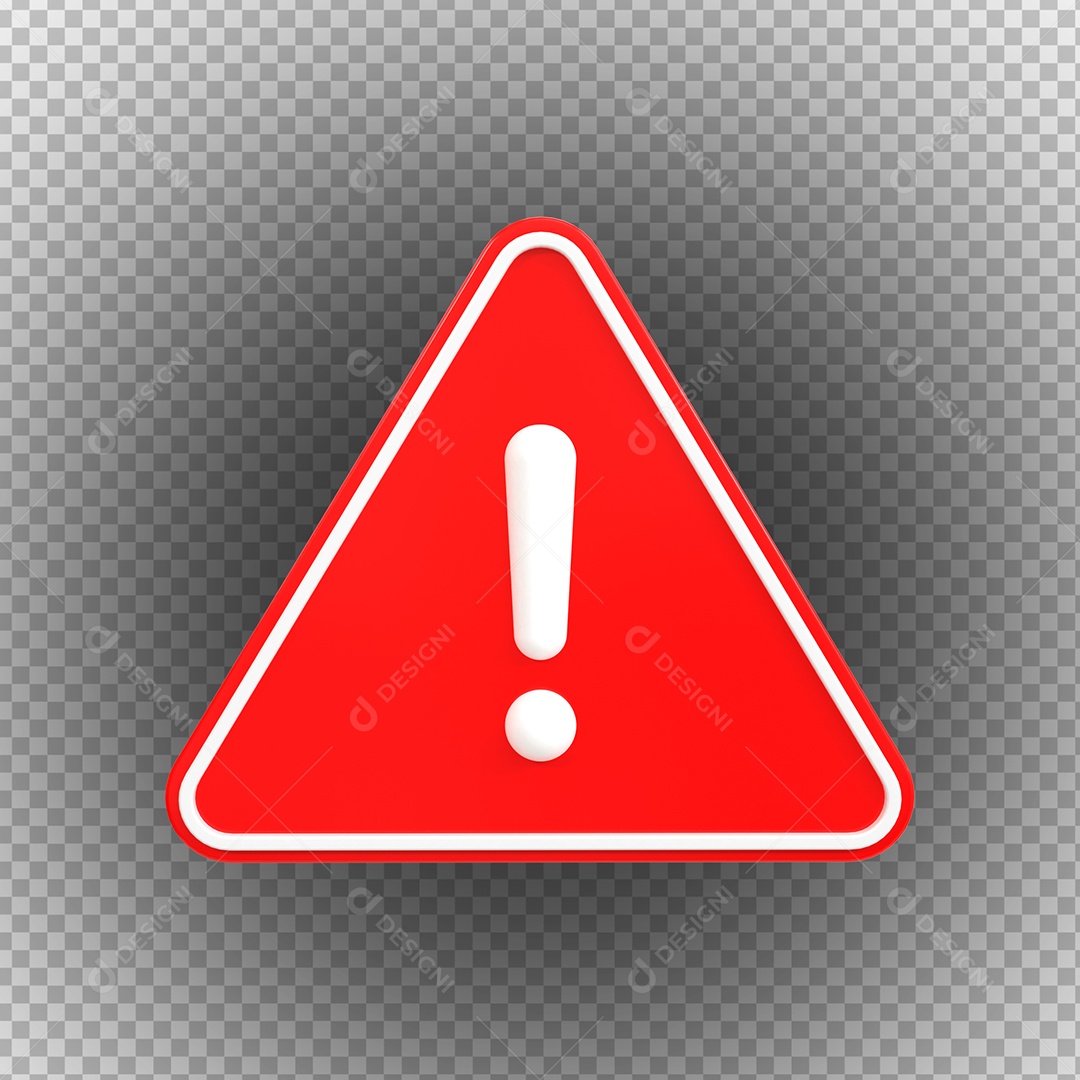 Sinal de Alerta Vermelho Elemento 3D para Composição PSD