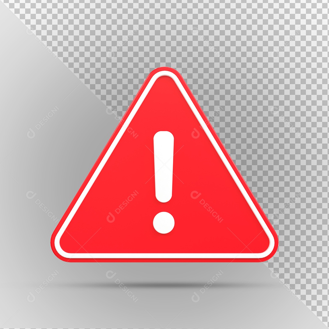 Sinal de Alerta Vermelho Elemento 3D para Composição PSD