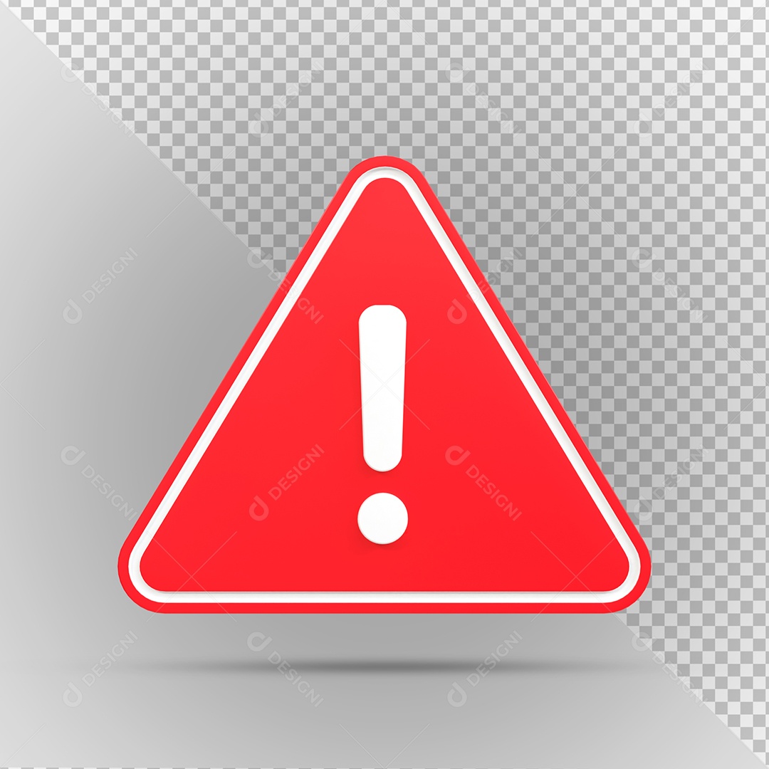 Sinal de Alerta Vermelho Elemento 3D para Composição PSD