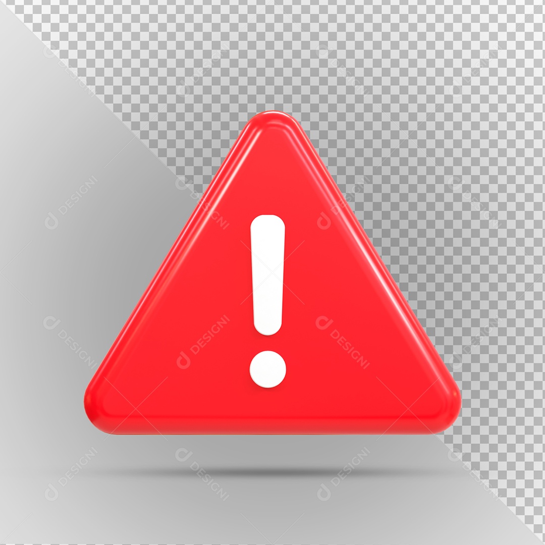 Sinal de Alerta Vermelho Elemento 3D para Composição PSD