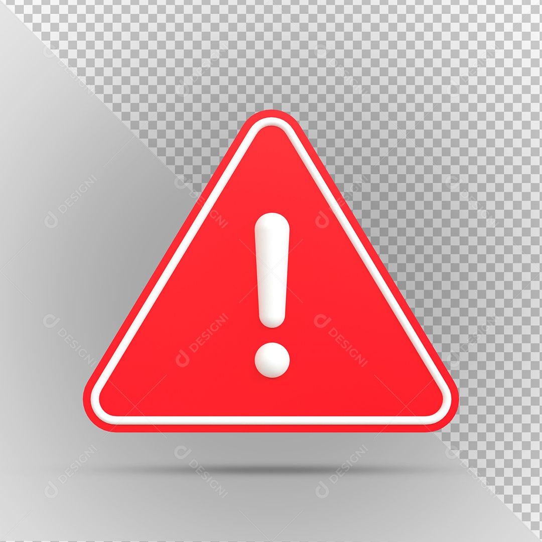Sinal de Alerta Vermelho Elemento 3D para Composição PSD