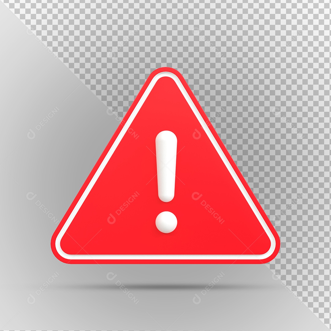 Sinal de Alerta Vermelho Elemento 3D para Composição PSD
