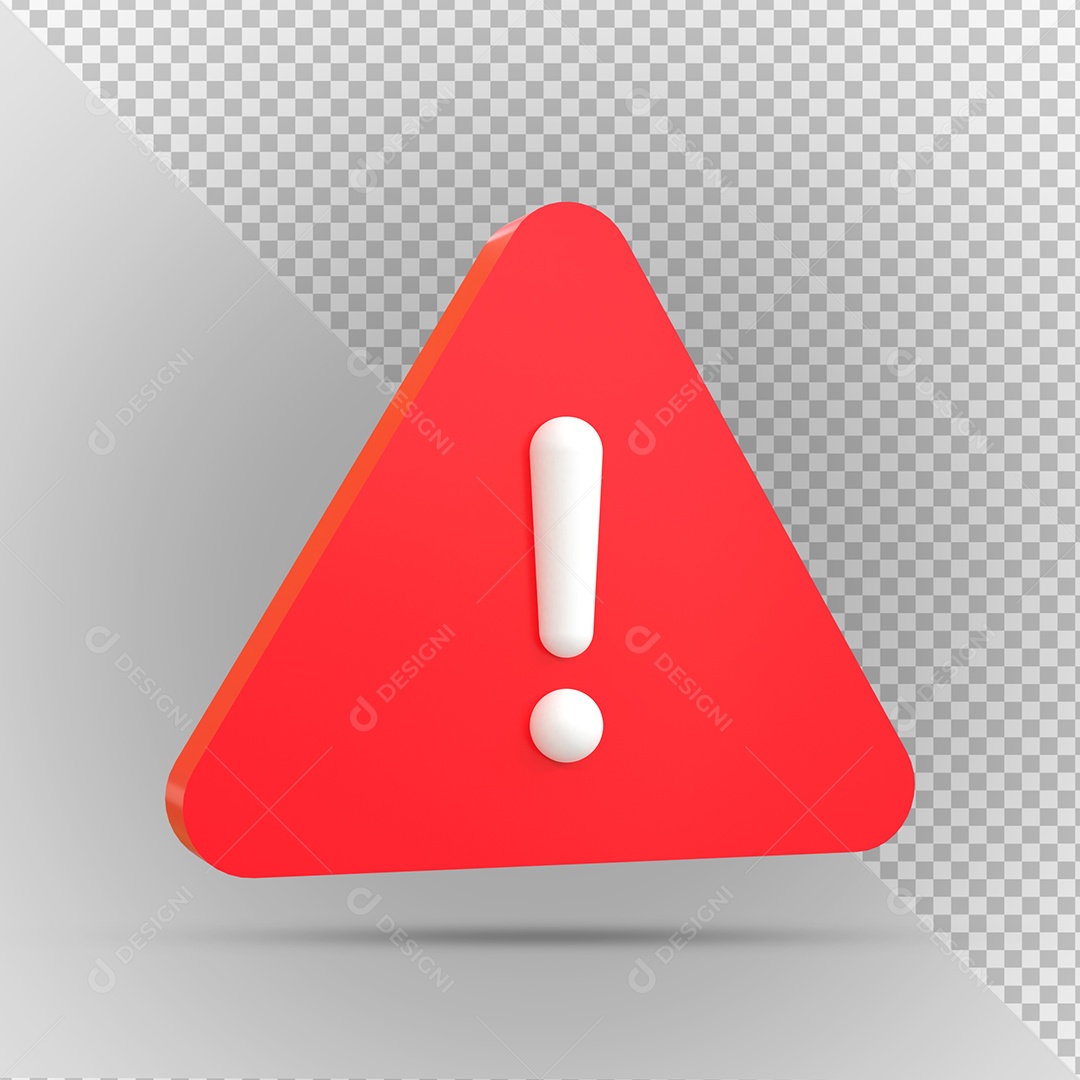 Sinal de Alerta Vermelho Elemento 3D para Composição PSD