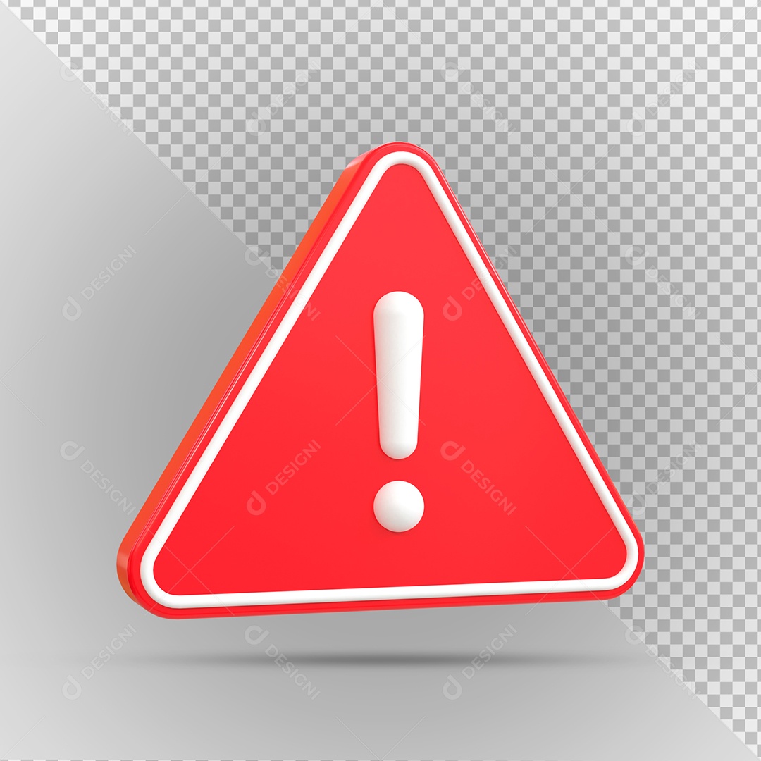 Sinal de Alerta Vermelho Elemento 3D para Composição PSD