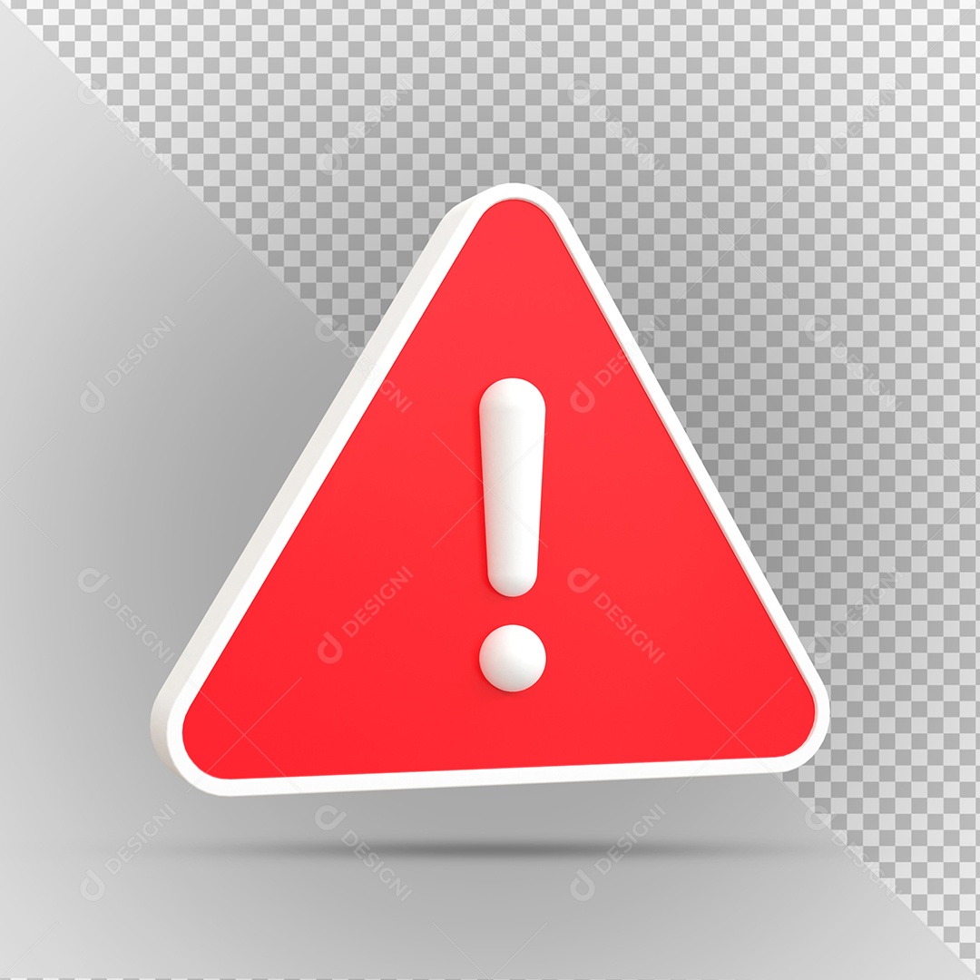 Sinal de Alerta Vermelho Elemento 3D para Composição PSD